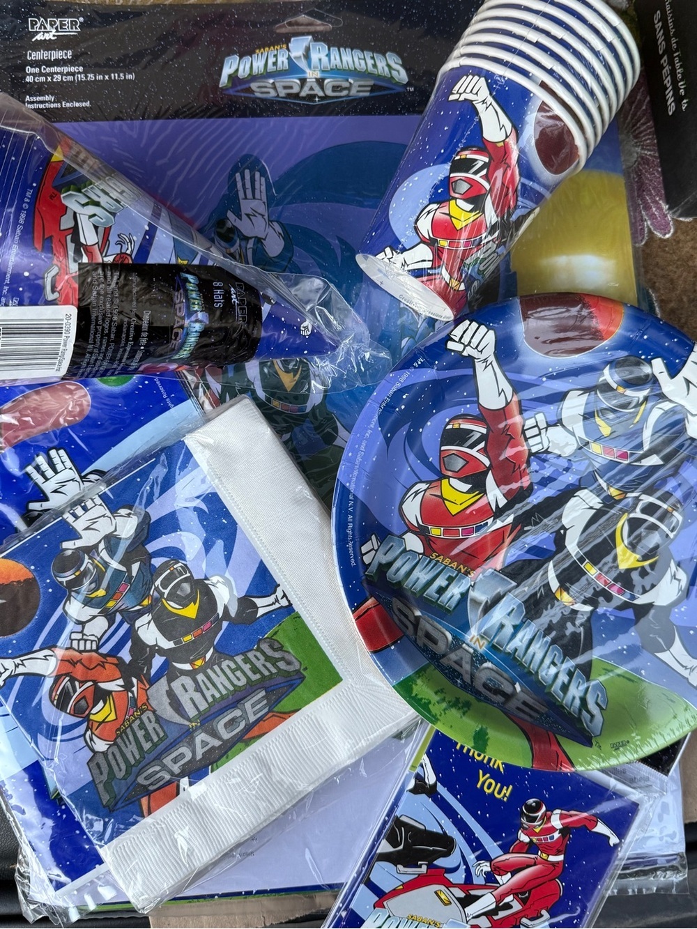 Vintage 1998 Power Rangers Space Party Supplies Lot Happy Birthday